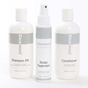 Cicamed hiustenlähdön hoitosetti (1 x Shampoo, Hoitoaine ja hoitosuihke)